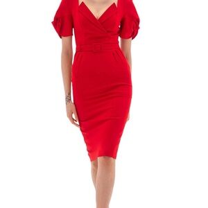 BGL Bold Red Midi Dress
